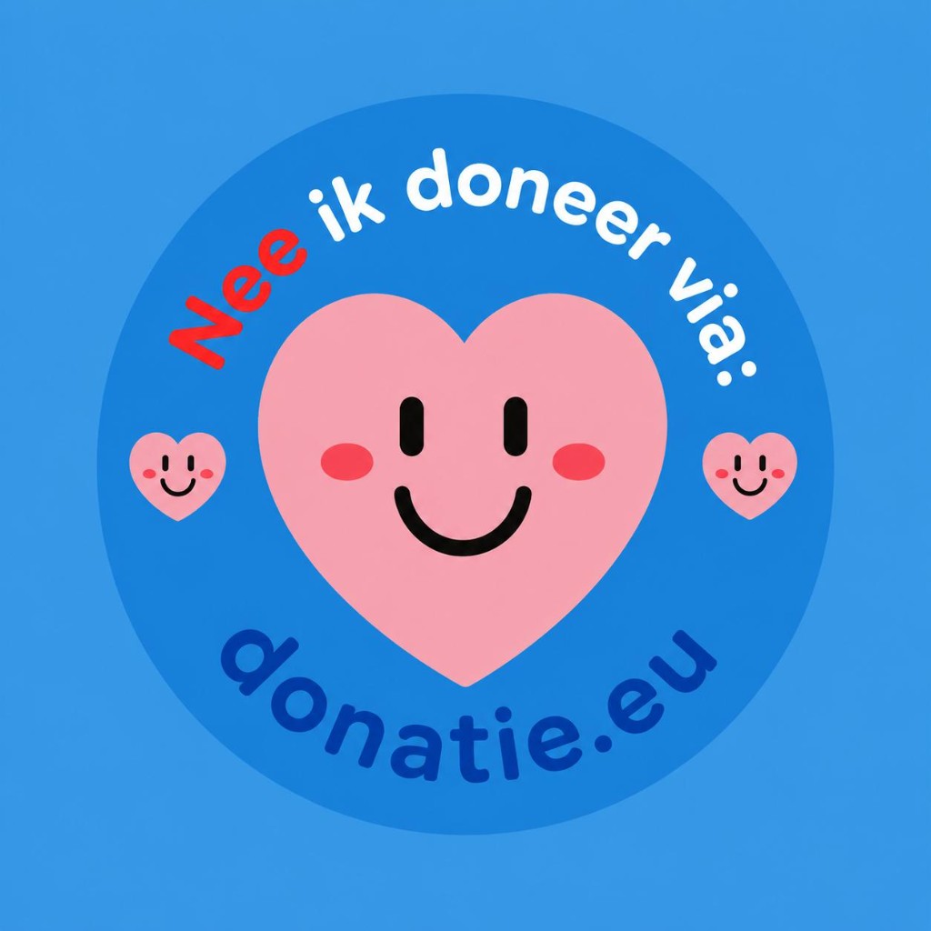 Officiële Donatie.nu-sticker: Nee ik doneer via — donatie.nu.